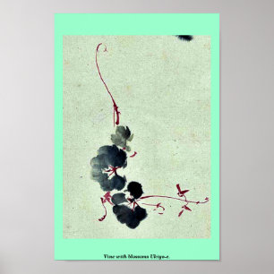 Póster Vino con flores Ukiyo-e.