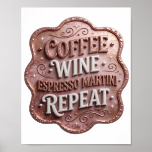 Póster Vino de café dorado de moda MARTINI DE ESPRESSO RE