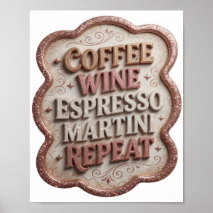 Póster Vino de café rosa intenso MARTINI DE ESPRESSO REPE