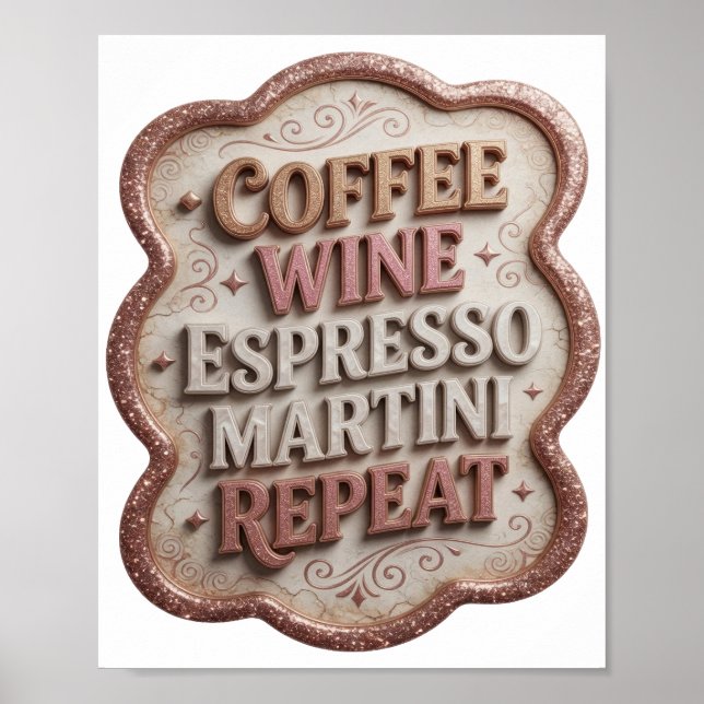 Póster Vino de café rosa intenso MARTINI DE ESPRESSO REPE (Frente)