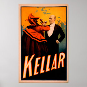 Póster Vino de consumición del mago de Kellar con el