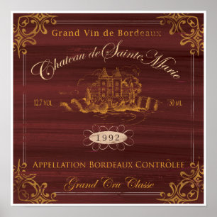 Póster Vino francés LabelArt: Burdeos