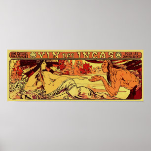 Póster Vino inca Alphonse Mucha rehacer horizontal