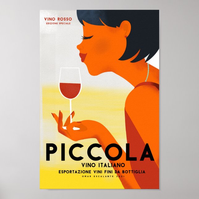 Póster vino italiano vintage, poster italiano vintage, (Frente)