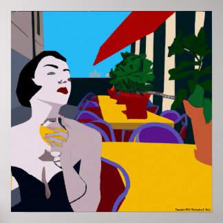 Póster Vino moderno vintage multicolor