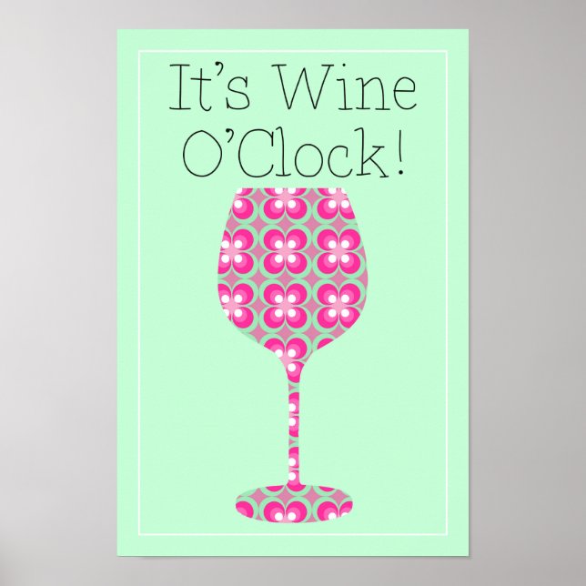 Póster ¡Vino O'Clock! Poster de patrones de sangre humorí (Frente)