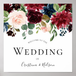 Póster Vino Rojo Borgoñonés Bienvenido al Boda del Rótulo