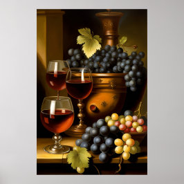 Póster Vino Rojo Y Uvas