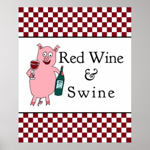 Póster Vino rojo y vino