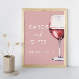 Póster Vino rosado antes de vara tarjetas y regalos ducha