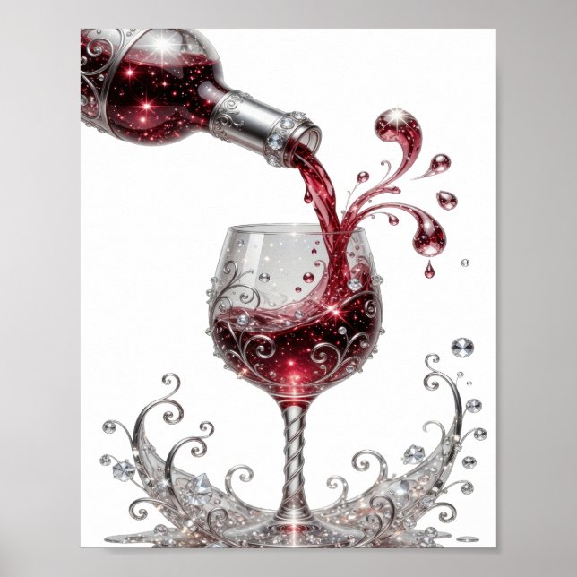 Póster Vino Tinto Plateado Icónico (Frente)