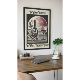 Póster Vino Veritas Art Deco Vino Rojo y Negro