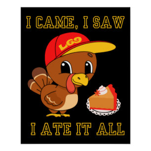 Póster VINO, VI, LO COMÍ TODO, divertido, agradecimientos