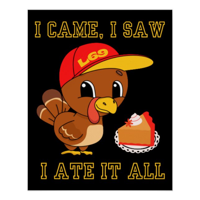 Póster VINO, VI, LO COMÍ TODO, divertido, agradecimientos (Anverso)