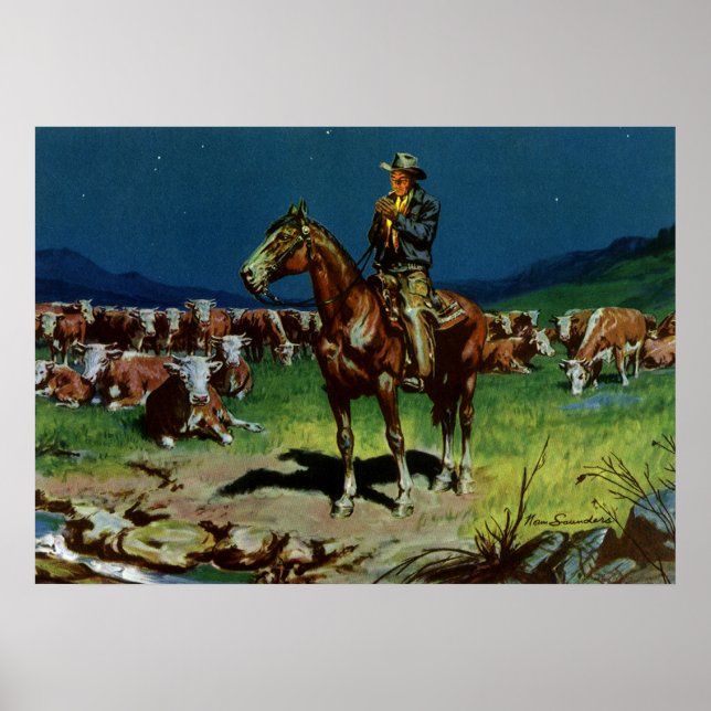 Póster Vino vintage, ganadero agrícola en la granja (Frente)