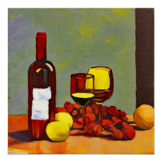 Póster Vino y fruta (Anverso)