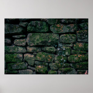 Póster Vinos marrones sobre bloques de piedra apilados