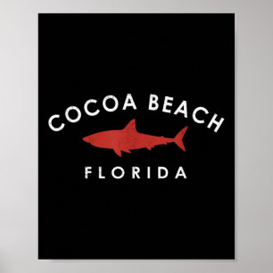 Póster Vintag de recuerdo de vacaciones de tiburón Cocoa