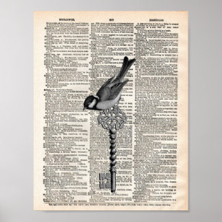 Póster Vintage.ᵉʳ diccionario de aves y claves
