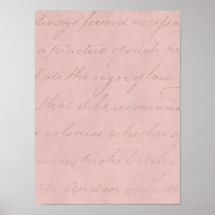 Póster Vintage 1700s Colonial Pink Rose Text Parchment