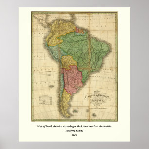 Póster Vintage 1826 South America Map by Anthony Finley