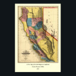 Póster Vintage 1851 California Gold Region State Map<br><div class="desc">A new map of the gold region in California,  by Charles Drayton Gibbes

 
  Image courtesy of OldBookArt.com.</div>