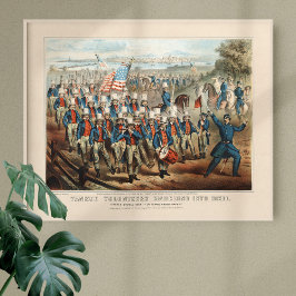 Póster Vintage 1862 Yankee Volunteers marcha en Dixie