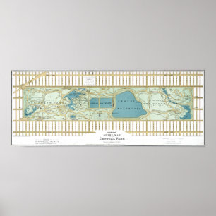 Póster Vintage 1875 Guide Map of Central Park NYC