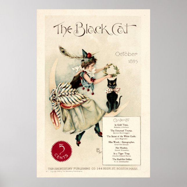 Póster Vintage 1895 "The Black Cat" Cover Art (Frente)
