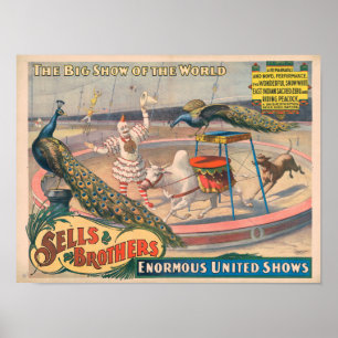 Póster Vintage 1895 vende circo de hermanos