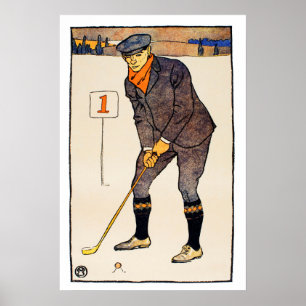Póster Vintage 1900's Golf Print