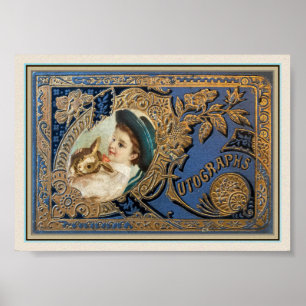 PÓSTER VINTAGE 1901 AUTOGRAFÍA LIBRO BELLEZA VICTORIANA