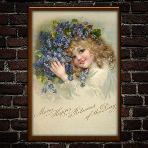 Póster Vintage 1904 Chica Violets Birthday Poster Art