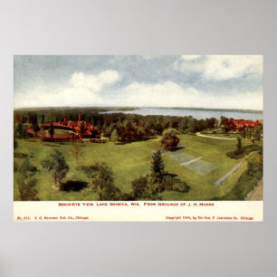 Póster Vintage 1904 el lago Lemán, Wisconsin