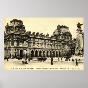 Póster Vintage 1905 Louvre, París, Francia