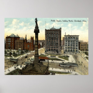 Póster Vintage 1910 de Cleveland Ohio de la arena pública