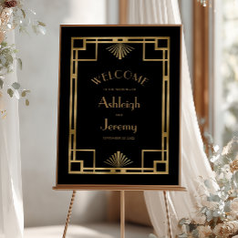 Póster Vintage 1920s Deco Gold Frame Black Wedding
