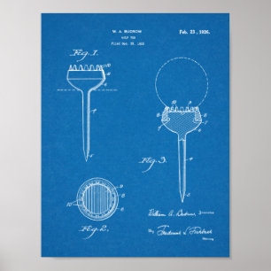 Póster Vintage 1926 Golf Ball Tee Design Patent Art Print