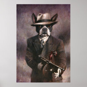 Póster Vintage 1930's Gangster Boston Terrier Poster
