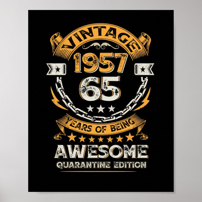 Póster Vintage 1957 65º cumpleaños 65 años (Frente)