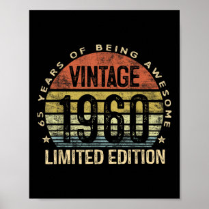 Póster Vintage 1960 Limited Edition Regalos de 65 años 65