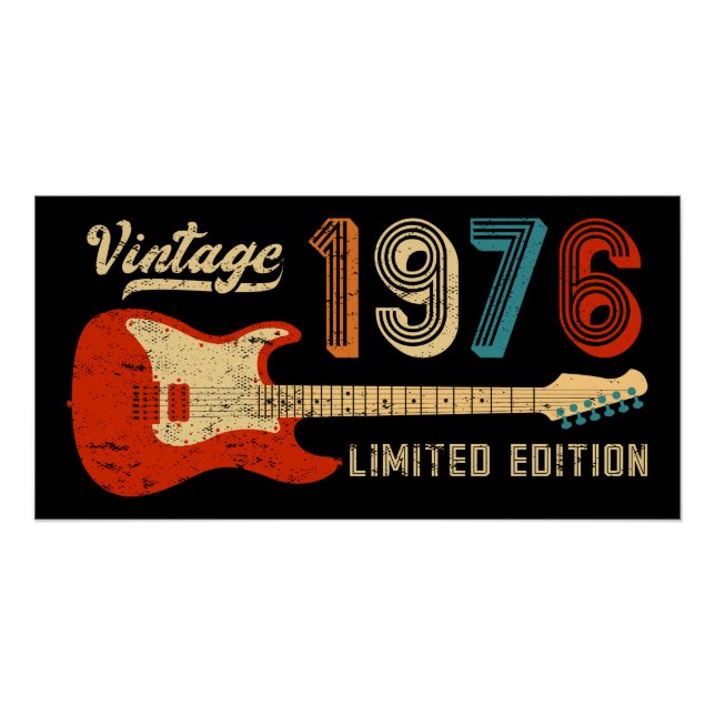 Póster Vintage 1976 50th Birthday Electric Guitar Lover (Anverso)