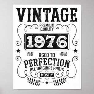 Póster Vintage 1976 Año de Nacimiento Cumpleaños Citas Di