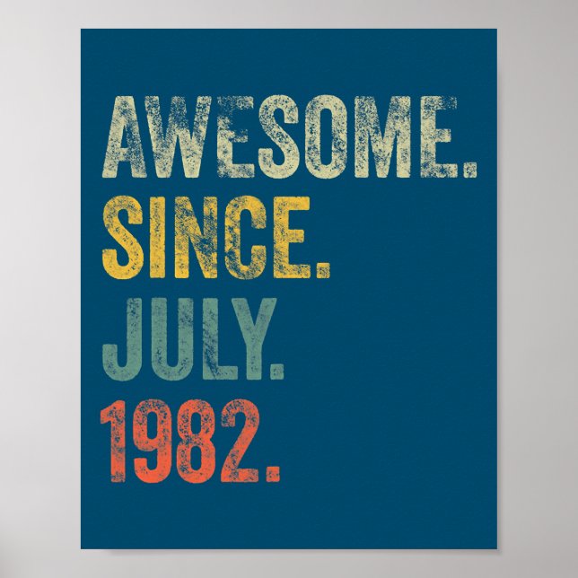 Póster Vintage 1982 40 cumpleaños increíble desde julio (Frente)