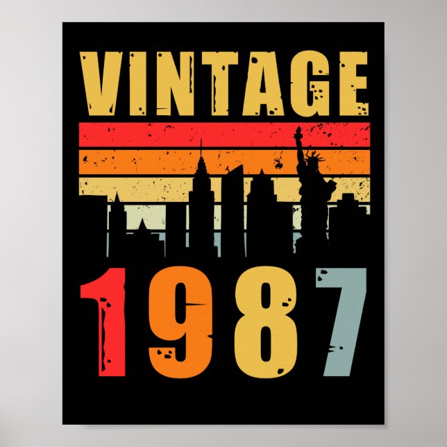 Póster Vintage 1987 Hecho En 1987 (Frente)