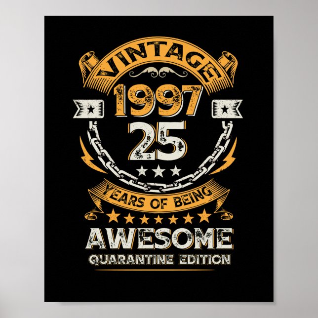 Póster Vintage 1997 25º cumpleaños 25 años (Frente)