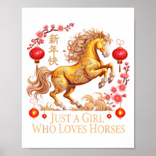 Póster Vintage 2026 Solo Chica Que Ama Caballos Zodiaco V