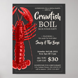 Póster Vintage 4 de Julio Crawfish Boil Fiesta Restaurant