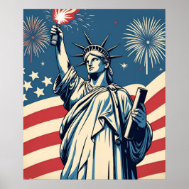Póster Vintage 4th of July Patriotic Poster – Land of the