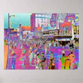 Póster Vintage 50 Atlantic City Boardwalk Retro Popart